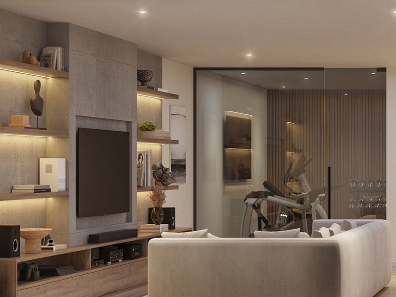 Modern Finished Basement Interior